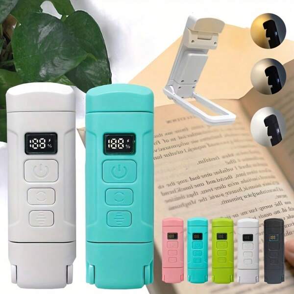 USB Rechargeable E-Book Reading Light, 3 Brightness Levels, Built-In Battery Indicator, Clip-On Charging USB Book Light, Portable For Kindle, Tablet, Phone, Computer Night Reading - Suitable For Night Reading, Travel, Home, Office - Compact LED Reading Lamp, Rechargeable Book Light, Space-Saving, Fashionable Clip Design, Eye-Caring Illumination