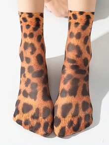 3 Pairs Leopard Print Short Socks, Thin Summer Socks, Elastic Comfortable Breathable - Multicolor - View 4