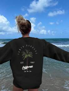 2025 Automne/Hiver Nouveau T-shirt décontracté à manches longues pour femmes avec slogan et imprimé palmier. Libérez votre potentiel de style : nos t-shirts à manches longues pour dames sont disponibles dans plusieurs couleurs pour trouver facilement la coupe parfaite qui correspond à votre sens unique de la mode et à votre personnalité.