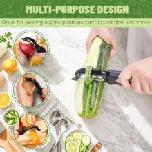 Swivel Vegetable Peeler, Potato Peeler With Blemish Remover, Veggie Peeler With Sharp Stainless Steel Blades, Fruit Peeler With Comfortable Handle For Kitchen - 黑色 - 查看 8