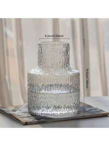 1pc Vintage Textured Glass Vase - Wide Mouth Flower Bouquet Container & Hydroponic Plant Display - Transparent Table Centerpiece For Home/Wedding Decor - Farmhouse Dining Accent, Boho Chic Shelf Styling, Rustic Wedding Reception Essential, Minimalist Living Room Decor, Water Culture Planter Home Decor Flower Vase - dày lên - Xem 11