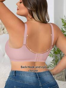 Plus Size Women's Full Coverage T-Shirt Bra With Underwire, Comfortable Wide Strap Design Suitable For Large Bust - Pink - View 2