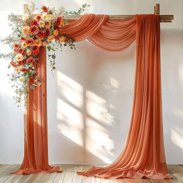 1pc Elegant Sheer Wedding Arch Background Curtain Indoor And Outdoor Decoration