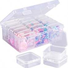 31 pezzi 1 scatola grande + 30 scatole piccole Scatole di immagazzinaggio in plastica trasparente con piccoli contenitori di immagazzinaggio - Scatola di immagazzinaggio di perline - Organizza le tue perline con coperchio con cerniera, forma rettangolare in materiale plastico - Perfetto per gioielli fai-da-te, arte di unghie e perline per braccialetti, forniture per la creazione di gioielli, regalo perfetto per San Valentino e regalo per le donne
