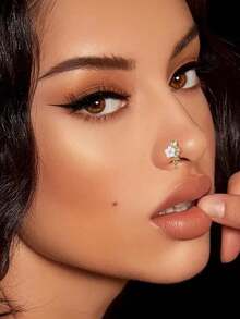 Milacolato Nose Cuff Fake Nose Ring Hoop Clip On Nose Ring CZ Dangle Fake Nose Ring Cartilage Tragus Ring Nose Cuff Non Piercing For Women Men - 彩色 - 查看 2
