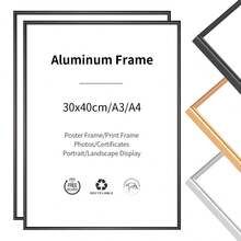 2/3 قطعة إطار صورة معدني، إطارات صور ألومنيوم، مثالية للعرض على الحائط أو المنضدة، البوسترات، إطار صورة فني، إطار ألومنيوم سبيكة بتصميم بسيط وأنيق، مناسب لديكور المنزل والغرفة والمكتب، بمقاسات تشمل الإطار الذهبي والفضي والأسود، 30 * 40 سم / A3 / A4