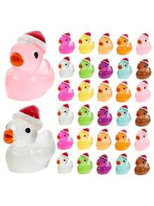 1/10/20/30/100pcs Christmas Hat Color Glow In Dark Duck, Christmas Mini Duck, Mini Luminous Resin Ducks For Crafts, Car Diy Creative Ornament, Cute Creative Handmade Duckling,Colorful Tiny Ducks Glow In The Dark Miniature Figures,Vibrant, Collectible, And Adorable Party Favors, Goody Bag Stuffers, And Easter Gifts,Christmas, Christmas Decorations, Christmas Gifts. - Multicolor - View 9