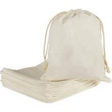 20pcs Muslin Bags 8x10 Inches Cotton Drawstring Bag Fabric Gift Pouches Sachet For Jewelry Party Favors Wrapping DIYmystery Box Bolsas De Empaque Gift Packaging Bag Thank You Gift Bags - White - View 1
