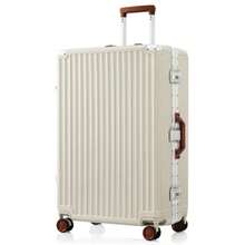 New Universal Wheel Aluminum Frame Trolley Case, Durable And Sturdy Password Boarding Suitcase - Beige - View 2