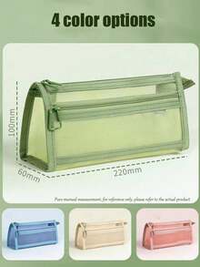 个性化姓名透明大容量铅笔盒,时尚简约铅笔盒,定制姓名铅笔盒,大容量尼龙网眼透气透明铅笔盒,考试/学生文具包,网眼铅笔袋,简约学生用品盒,学校办公用品,返校用品 - 彩色 - 查看 7