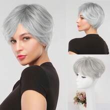 Short Hair Toppers Hairpieces For Women With Thinning Hair Synthetic Wiglet Hair Topper For Women With Thin Hair Large Coverage Top Crown Hairpiece For Woman Shades Of Dark Brown,Red And Golden - 淺灰色 - 查看 3