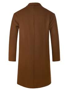 男士单排扣长袖大衣，棕色，休闲商务两相宜，秋冬季，适合送给丈夫/男友 - 巧克力棕 - 查看 3