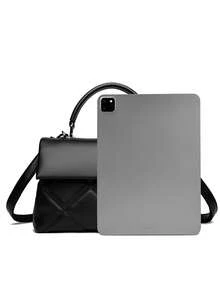 Bolso de hombro de alta calidad para mujer, bolso de lujo de piel auténtica, bolso cruzado de diseñador de un solo hombro - Negro - Ver 10