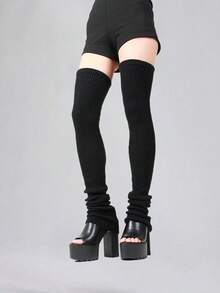 1 đôi tất dệt kim sọc dọc cao đến giữa bắp chân/đầu gối dành cho nữ, có nhiều màu sắc và kích cỡ, thích hợp để mặc hàng ngày, dự tiệc, hẹn hò và biểu diễn trên sân khấu, Y2k, ấm áp - Nhiều màu - Xem 6