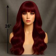 Performer Costume Prop – 26-Inch Burgundy Wig, Perfect For Stage, Concerts, Singers, And Musicians, Easy To Wear And Maintain