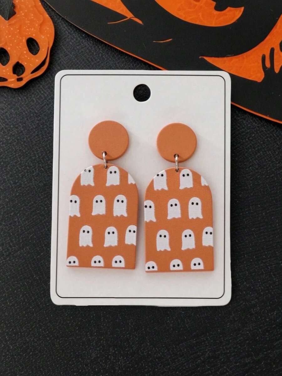 1 对万圣节恐怖鬼烤漆仿软粘土设计时尚珠宝耳环（随机卡片） - 彩色 - 查看 1