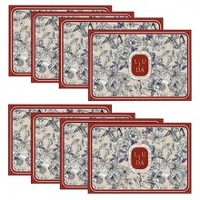 1/4/6/8/12 件亚麻复古印花可洗餐桌垫，室内/室外餐桌保护垫，适用于节日派对、厨房 - MCD090 - 查看 24