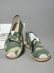 Breathable, Moisture-Wicking, Non-Slip Woven Fisherman Shoes, Linen Shoes, Casual Shoes, Canvas Shoes, Low-Top Shoes, Slip-On Loafers, Handmade Woven Retro Fitness Shoes, Loafers, Water Shoes - Unisex - Army Green - View 2