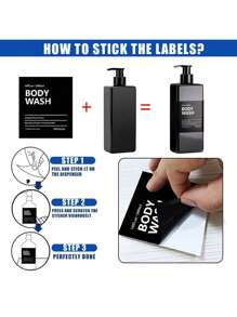 3个500毫升/16.9盎司黑色方形洗发水沐浴露化妆品瓶，带标签，塑料可重复灌装按压瓶，空可重复使用皂液器，浴室淋浴容器，适用于沐浴露、洗发水、护发素、润肤露等，厨房用品，厨房配件，厨房工具