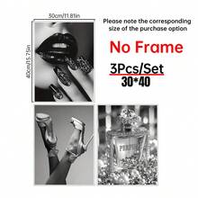 3pcs Wooden Framed Canvas, Fashion Women And Perfume Theme Posters, Fantasy Decorations, Frame Painting, Modern Art, Canvas, Perfect Gift For Friends And Family, Home, Room Mural, Office, For Living Room, Bedroom Wall Decor, HD, 8K, Odorless,