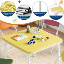 Juego de Mesa y 2 Sillas Plegables para Niños 2-6 Años | Set de Actividades con Patas Antideslizantes | Ideal para Comedor, Guardería, Aula y Espacios Pequeños - Color-5 piezas - Ver 6