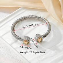 European & Americana Style Stainless Steel Cable Bracelet With Natural Stone Twisted Rope Ornament & Adjustable Cuff Titanium Steel Bracelet - Multicolor - View 11