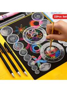 22pcs Educational Kaleidoscope Toy, Variety Magic Set, Student Stationery Magic Ruler, Birthday Gift, Christmas Gift, Reward Gift, Back To School Supplies