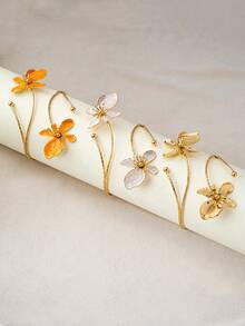 1pc Women's Minimalist Geometric Line Open Cuff Bracelet, Gold Color Jewelry For Daily Wear - Gold 4 - View 3