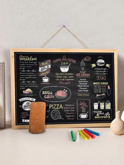 1 pezzo Lavagna in legno piccola, bacheca appesa alla moda a doppia faccia, lavagna per menu pubblicitari fai-da-te, bacheca in sughero morbido con cornice in legno di quercia, decorazione per ufficio e casa, bacheca per messaggi o visione per casa e scuola