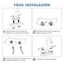 Grifo Cocina Fregadero Alto Arco Caño Flexible Mando Pulsador - aleación de cromo - Ver 7