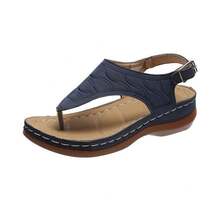 2025 Roman Style Summer Sandals For Women; One Buckle Sandal; Flat Sandals - Black - View 3