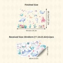 Kids Wall Stickers Cartoon Ocean Animals Educational Back To School Children's Room Decor Bathroom Home Decoration