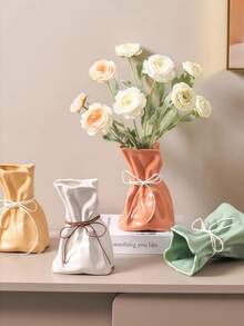 1pc ABS Flower Vase, Modern Solid Color Flower Vase For Aesthetic Room Decor,Boho Decor Wedding Dinner Table Party Office Centerpiece Table Decorations,Autumn Decorations, Autumn Gifts For Friends And Family Home Decor Glass Vase - Multicolor - View 2