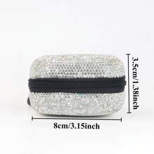 1pc Luxury Rhinestone Headphone Case, Storage Bag, Portable Electronic Accessory Case For Headphones, Charging Cables , Sturdy And Durable Portable Hard Shell Storage Case, Shockproof Protection Travel Storage Travel Essentials Back To School