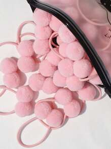 20 个 1.4 英寸小号纯色双层毛球 带弹力绳 手工制作发带 适合儿童女孩发饰