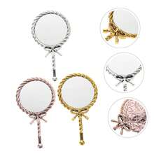 1 pezzo Specchio da trucco vintage portatile con impugnatura ergonomica, specchio decorativo compatto per donne, per viaggi, casa, vanity e applicazione del trucco