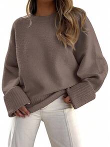 Women's Oversized Sweaters Fuzzy Chunky Warm Pullover Sweater - Grey - View 6