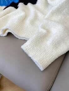 Women's Casual Cat Pattern Round Neck Drop Shoulder Long Sleeve Sweater, Suitable For Daily Wear, Spring Break, Vacation, Concerts, Boho Style, Music Festivals, Holidays, Halloween, Christmas, Thanksgiving