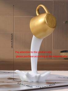 1pc Gold Resin Coffee Fountain Creative Mug Decor Piece, Luxury Art Ornament For Home Decoration (Gold) Best Gifts Birthday Graduation - Multicolor - View 5