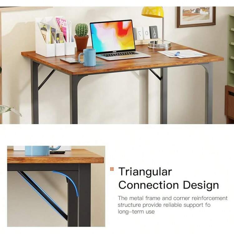 PayLessHere| 32 Inch Computer Desk| Brown| Office Desk With Metal Frame, Adjustable Feet|-Resistant, Scratchproof Surface| Sturdy Writing Table Home Office Or Study| Pack Of 1 - 優質的 - 查看 8