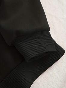 Girl And Horse Pattern  Pocket Hoodie, Casual Long Sleeve Drawstring Sweatshirt, Women's Clothing - 黑色 - 查看 3