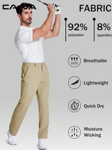Cavva Herren Golf Ready Hose, leicht, 4-Wege-Stretch, atmungsaktiv, elastischer Bund, 2 Seitentaschen, Schnellzugriff-Handschuh-Tasche, Hose für Wandern, Camping, Angeln, Golf - Khaki - Übersicht 5