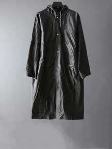 1pc Black Drawstring Eva Raincoat With Hood, Disposable Long Waterproof Raincoat For Adults, Hiking, Transparent Portable Rain Poncho For School,Office,Household,Travel, Back To School Supplies - Black - View 10