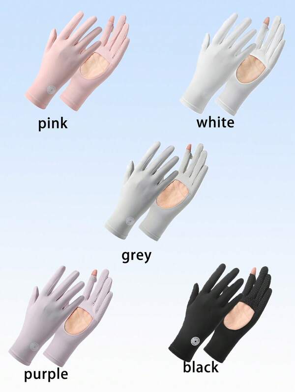 زوج من قفازات النساء الصيفية، قابلة للتنفس، مضادة للأشعة فوق البنفسجية، مضادة للانزلاق، راحة اليد قابلة للمس الشاشة، مناسبة للرياضات الخارجية والقيادة والدراجات