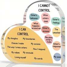 Things I Can Control Mental Health Decor, Acrylic Heart Gifts Mindfulness Decor For Therapy Office, School Counselor Sign Therapist Office Art Decorations For Therapist Office Living Room Bedroom - 1pc - 查看 1