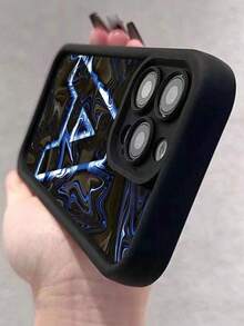 Apple 1pc Letter Print Black Matte Phone Case, Shockproof, Anti-Fingerprint Full Cover Hard Case Suitable For IPhone17/IPhone17 Air/IPhone17 Pro/IPhone17 Pro Max/16 Pro Max/15 Pro Max/14 Pro Max/13 Pro Max/12 Pro Max - 黑色 - 查看 4