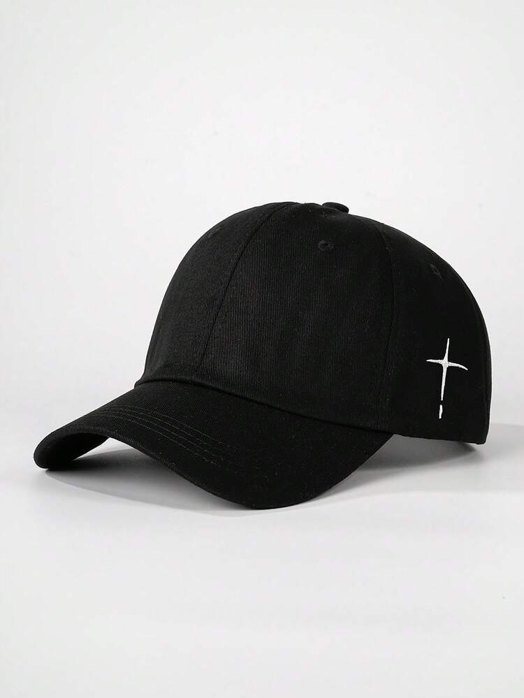 1pc Embroidered Cross Side Baseball Cap, Unisex Outdoor Sun Hat