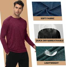 3 Pack Long Sleeve Shirts For Men - Quick Dry Moisture Wicking UV UPF Sun Protection T-Shirts For Casual Workout Fishing - 5-màu đen, xám đậm, xanh lá đậm - Xem 4