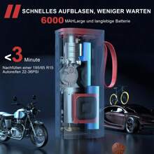 okwish okwish Kabelloser Reifenfüller, tragbarer Luftkompressor – 150 PSI-Luftpumpe mit automatischer Abschaltfunktion für Autoreifen, Schlauchboote, Motorräder, Bälle, kompakte Fahrradreifenpumpe mit LED-Licht, rot, groß