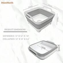 SCollapsible Wash Basin 9L Foldable Dish Tub With Drain Plug Portable Collapsible Dish Basin Camping Sink For Washing Dishes Laundry Kitchen Use Gray - 灰色的 - 查看 2